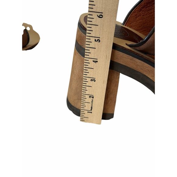 Steve Madden Ember Patchwork Platform Leather Sandals Mules 70s Y2K Wooden Chunk - Picture 7 of 12